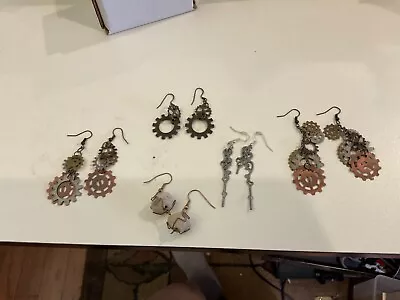 5 Pairs Women Steampunk Gear Ear Hook Gothic Earrings • $5.99