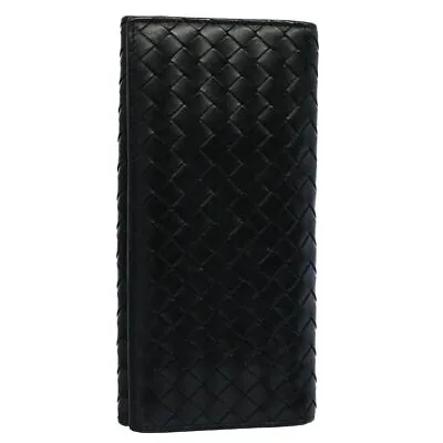 BOTTEGAVENETA INTRECCIATO Long Wallet Leather Black Auth Ep1751 • $342.95