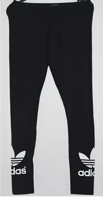 Adidas Originals Women's Black White Trefoil Logo Cotton Spandex Tights SIZE 8 • $17.99