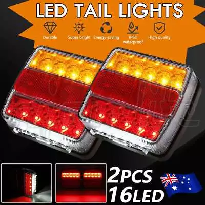 $22.55 • Buy 2X Submersible Waterproof Trailer 16 LED Tail Lights For Caravan Boat Truck AU