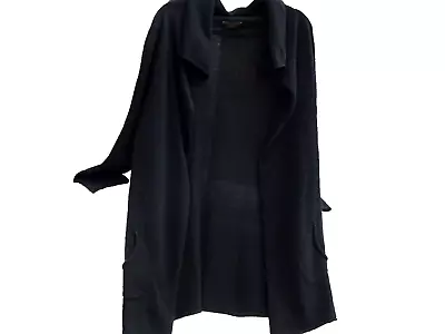 Denner  Black 100% Cashmere Long Open Cardigan Coat With Pockets Made Mongolia • £49.95