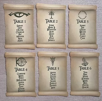 Lord Of The Rings Wedding Table Plan / Personalised Seating Chart Cards LOTR • £3