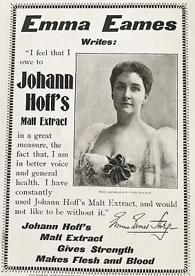 1899 JOHANN HOFF'S Malt Extract Vtg Quackery Print Ad W/Soprano Emma Eames Photo • $19.95