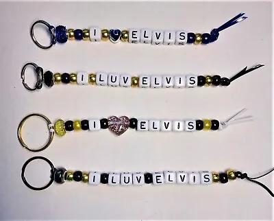 Novelty Key Ring-I (HEART) Elvis-Beaded Key Ring-Luggage Tag-Backpack Tag • $9.95