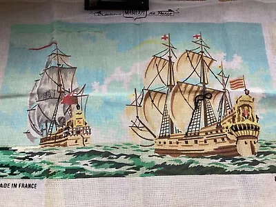 Needlepoint Kit  Ships At Sea   26.5  X 16.5  12ct. 484  Yds Yarn 18colors • $80