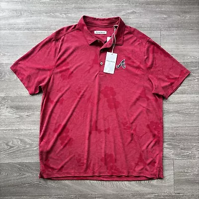 Tommy Bahama Polo Shirt Men's XXL 2XL Atlanta Braves MLB Baseball NWT MSRP $118 • $74.99