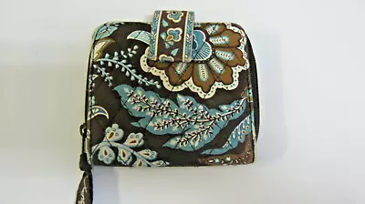 Vera Bradley Small Snap Zipper Wallet Java Blue 4 X 4.25 USED • $6.95