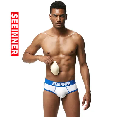 New Seeinner Men's Soft Padded Enhance Underwear Cotton Comfy Butt Lifter Briefs • $9.99