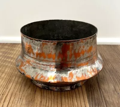 Vintage Turkish Copper And Tin Bucket Shallow Vessel Pot 4 7/8”tall Plants? • $24.99