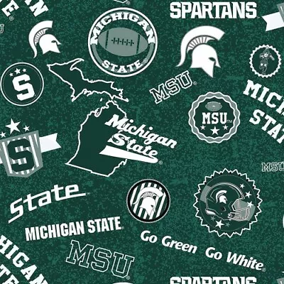 NCAA Michigan State Spartans Licensed Cotton Fabric 1/2 Yard 43/44  Wide BTHY • $4.46