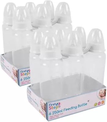 £15.32 • Buy Pack Of 6 Baby Bottles Silicone Teat Newborns BPA Free 250ml Clear Design