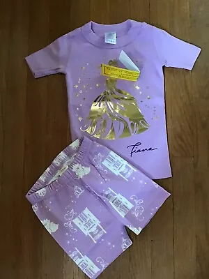 Hanna Andersson Disney Princess Tiana Organic Short John Pajama PJs Purple 90 3 • $19.99