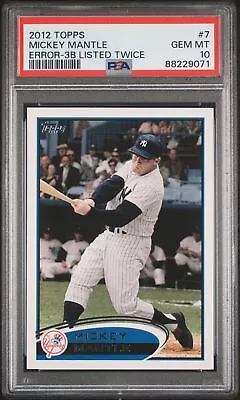 2012 Topps #7 Mickey Mantle Hof Error 3b Listed Twice Psa 10 B3924557-071 • $29.99