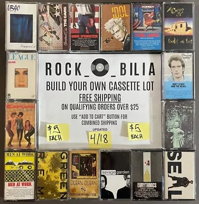 ALL $5 80's-90's ROCK POP BUY 5 & GET FREE SHIPPING BUILD YOUR CASSETTE TAPE LOT • $5