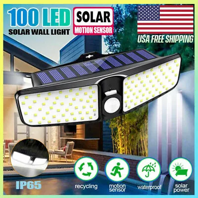 Solar Flood Light Dual Security Detector Motion Sensor Outdoor LED Wall Light • $16.99