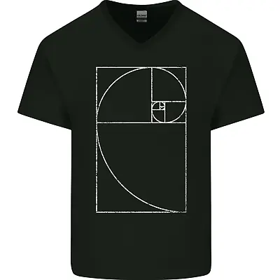 Fibonacci Spiral Golden Geometry Maths Mens V-Neck Cotton T-Shirt • £11.99