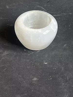 Carved White Marble Or Jade Stone Small Vase Bowl Tray Vintage Estate Votive • $4.99