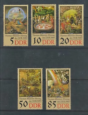 East Germany 1989 Anniversary Of Thomas Muntzer Stamps. MNH. Sg E2967-E2971 • $1.87