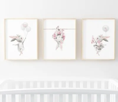 Ballerina Bunny Nursery Wall Art Baby Girl Room Décor Poster Pictures Posters • £5.99