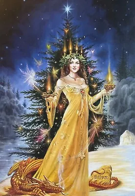 Briar Lady Of Lights Greetings - Pagan Wicca Alt Card - Yule Christmas - Dragon • £2.90