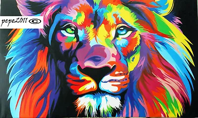  Lion Head Pop Art POSTER Rainbow Painting A0 A1 A2 A3  Print FOR GLASS FRAMES • $19.35