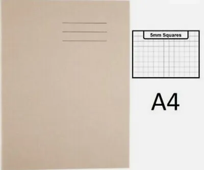 £2.99 • Buy Exercise Books A4 Maths 5mm Squared 80 Pages Gray Cover School Homework Class
