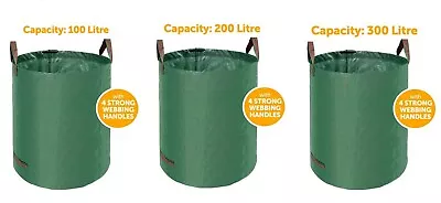 £5.95 • Buy Garden Waste Bags Large Heavy Duty Refuse Sacks With Handles 100/200/300 Litres