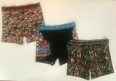 Ed Hardy 3 Pr. Boxer Briefs Stretch Underwear Performance Luxury Tatto Art Koi L • $55.46