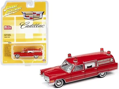 1/64 Johnny Lightning 1966 Cadillac Ambulance RED Diecast Model Wagon JLCP7351 • $14.95