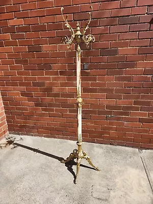 $1500 • Buy Italian Ornate Casted Brass And Onyx Marble Coat Stand