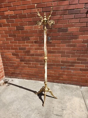 $1500 • Buy Italian Ornate Casted Brass And Onyx Marble Coat Stand