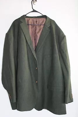GREEN HERRINGBONE HOCKERTY WOOL SPORT COAT Sz 72B Blazer / Suit Jacket 72 BIG • $59.91