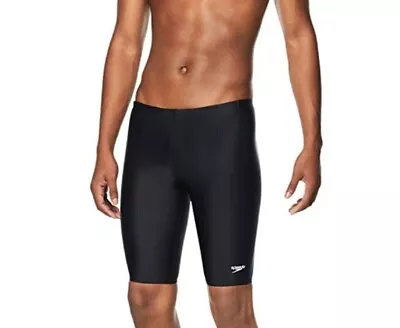 NWT SPEEDO Men's Black POWER FLEX ECO Performance Racing Jammer Swim Suit Sz 34 • $26.99