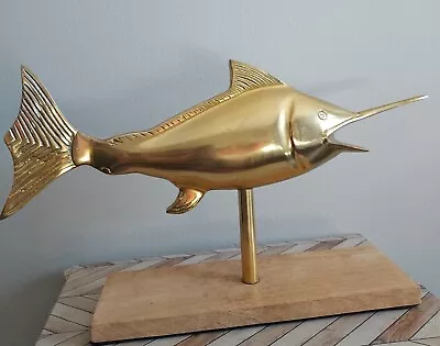 Sword Fish Marlin Gold Tone Sculpture Decor Trophy Decoration 17  X 10  • $120