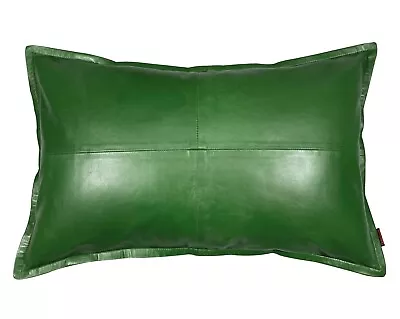 Genuine Leather Pillow Cover Throw Lumber Cushion Case Living Home Décor Green • $41.99