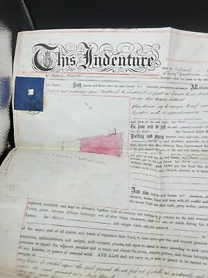 Antique LARGE 1868 BRITISH Mortgage LAND INDENTURE VELLUM SIGNED WAX SEAL • $50