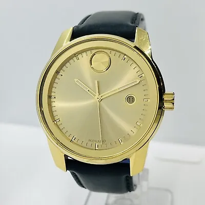 Movado Men's BOLD Verso Gold Purple Leather 42mm Swiss Made Watch 3600861 • $200