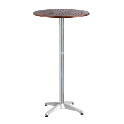 $76.24 • Buy Gardeon Outdoor Bar Table Furniture Wooden Cafe Table Aluminium Adjustable Round
