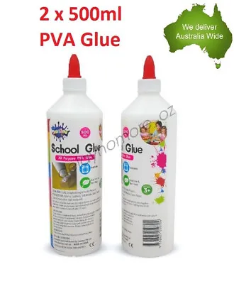 $17.94 • Buy 2 X 500ml PVA Glue All Purpose Non Toxic Washable For Slime Make Craft Scrapbook
