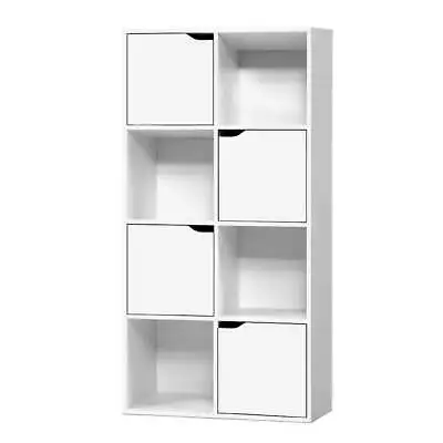 Artiss Display Shelf 8 Cube Storage 4 Door Cabinet Organiser Bookshelf Unit Whit • $58.70