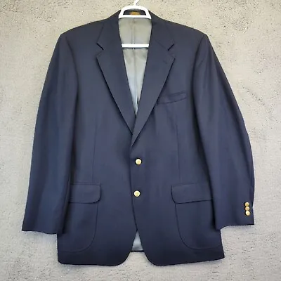 Vtg Safford Blazer Men’s 44 L Navy Blue Gold Crest Buttons Sports Coat 70s 80s • $44.99