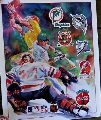 1993 Coca-Cola Florida Proteams Poster-Marlins/Dolphins/Bucs/Panthers/Lightning  • $7.50