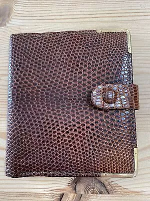 Mappin & Webb-lizard Embossed Calf Leather-bi-fold Wallet-rolled Gold Corners • £85