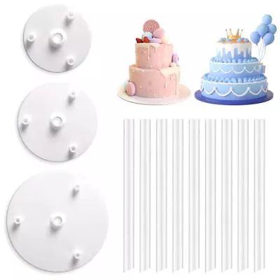 Vicloon Cake Dowel Rods Set 9 Pcs Plastic Cake Support Rods White Cake Stand.. • £6.59