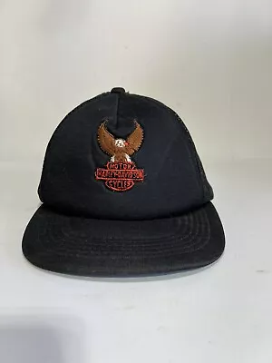 HARLEY DAVIDSON - Vtg 70s-80s Black Patch Eagle Mesh SnapBack Trucker Hat. Rare • $29.99