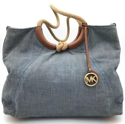 Authentic Michael Kors Women's Blue Denim Luxury Tote Bag - COA Included • $29.99