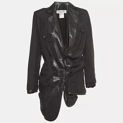 Dior Vintage Black Draped Leather Inside-Out Jacket M • $459.90