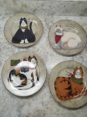 The Sakura Table Christmas Cats Fiddlestix Dishes Set Of 4 Vintage Exc No Box  • $18.99