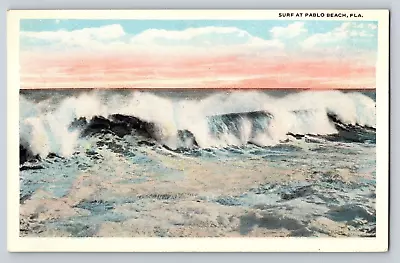 Postcard Surf At Pablo Beach Florida Unposted Rocks Sunset • $5