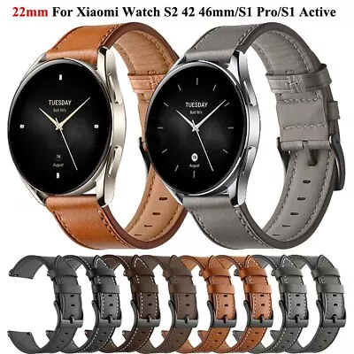 20 22mm Leather Band Strap For Xiaomi Color 2 Mi Watch S1 Pro Active S2 42 46mm • £7.51